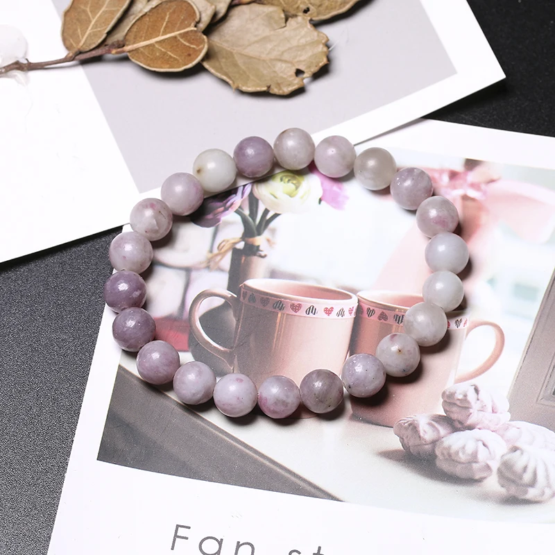 Natural Lepidolite Bracelet Bracelet Fashion Strand Jewelry Cleansing Healing Stone Bracelets Handmade Wrist Accessories