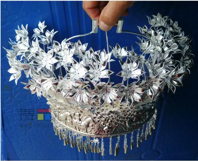 

Chinese Folk Dance Miao silver Headdress Minority dance Miao silver Hat