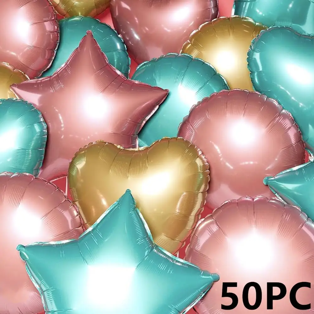 

50PC 5inch Aluminum foil Balloons Five-pointed Star Wedding Party Birthday Rose Gold Sliver helium Babyshower Gender Reveal