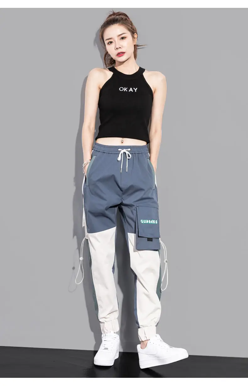 New Big Pockets Cargo Pants Women Ankle-length High Waist Drawstring Loose Streetwear Hip Hop Versatile Joggers Trousers Female