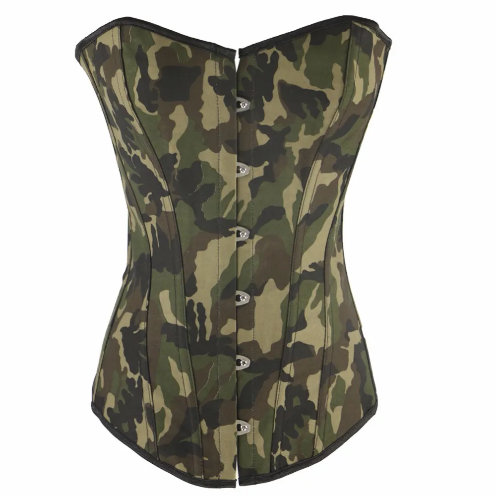 Women Camouflage Camo Print Boned Overbust Corset Waist Cincher Corsets Sexy Bustier Army Girl Tops Shaper Corpete Corselet 3XL