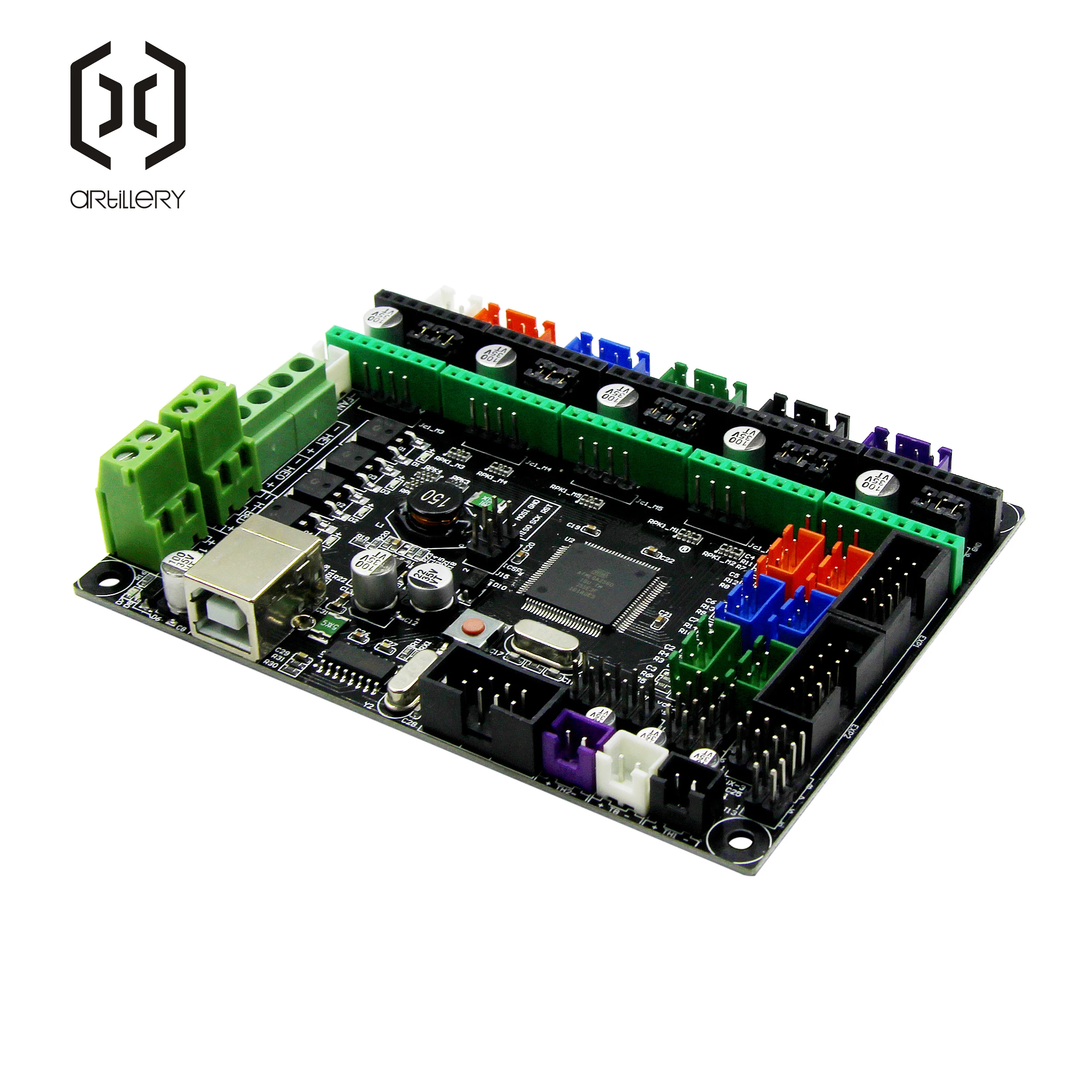 A placa-mãe de 8 bits é usada para impressoras 3D, Artillery Sidewinder X1, e Genius suporta outras marcas de impressoras