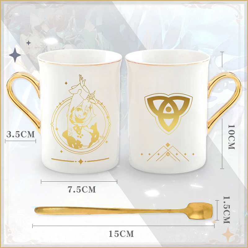 New Game Genshin Impact Paimon Theme Gold Stamping Ceramic Mug Cup Coffee Water Bottle Mark Cup Fashion Gift