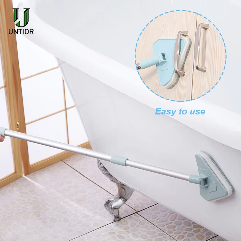 UNTIOR Long Handle Bathroom Brush Scalable Replace Sponge Mop Toilet Tub Tile Floor Cleaning Brush Glass Window Cleaning Tools