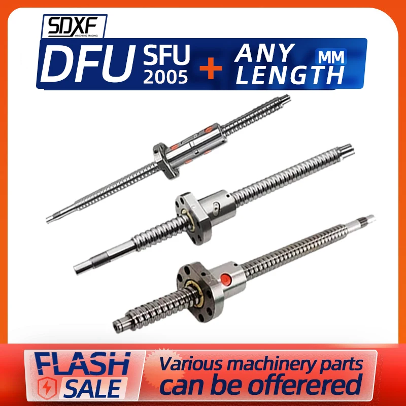 

1000 1500 1550 mm 20mm C7 precision ball screw dfuSUF2005 SFU2004 with 5/4mm lead with double waist round nut