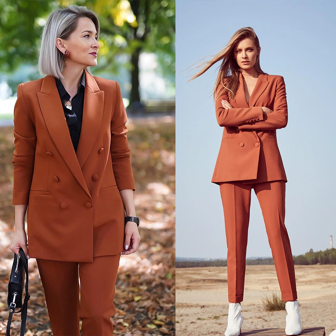 Double Breasted Fashion Women Suits Custom Made Peaked Lapel Elegant Pants Blazer Office Lady Causal Daily Jacket 2 Pieces