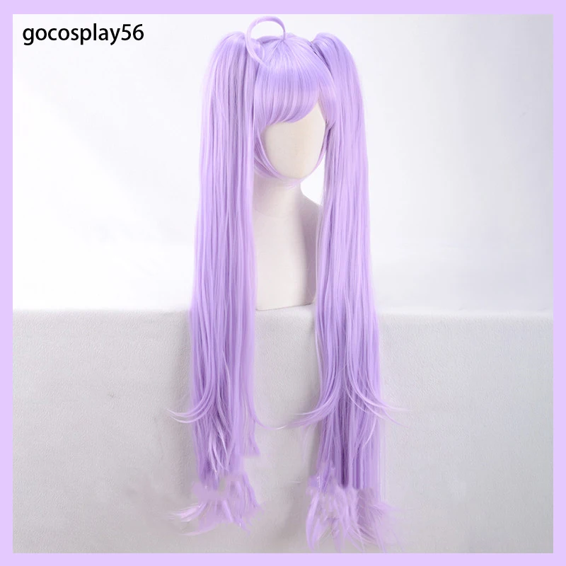 Manaka Laala Peruca Cosplay, Peruca Base mais Tranças, Interpretação de Halloween, Rabos de Cavalo Roxos, Cabelo Comprido