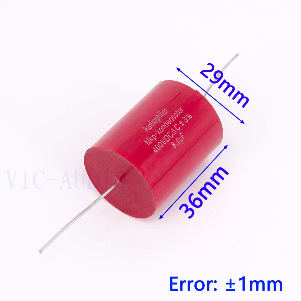 Audiophiler Mkp Capacitor 8.0uf 400V DC ±3% HIFI Fever Electrodeless Capacitor Audio Capacito Coupling Frequency Dividing 8uf