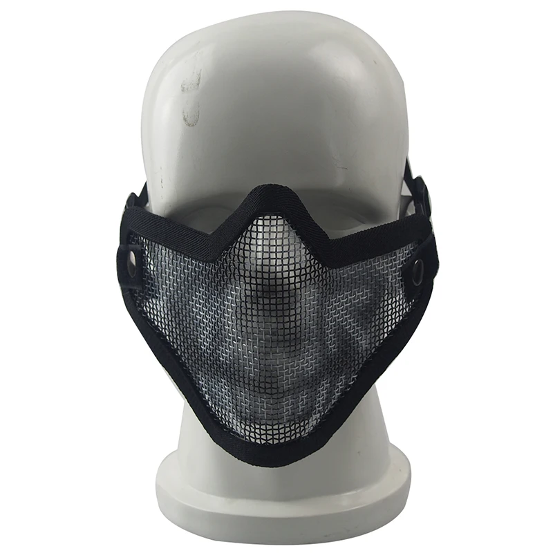 Airsoft Mask Half Lower Face Metal Steel Net Mesh Mask Cycling Tactical Hunting Protective CS Shooting Breathable Half Face Mask