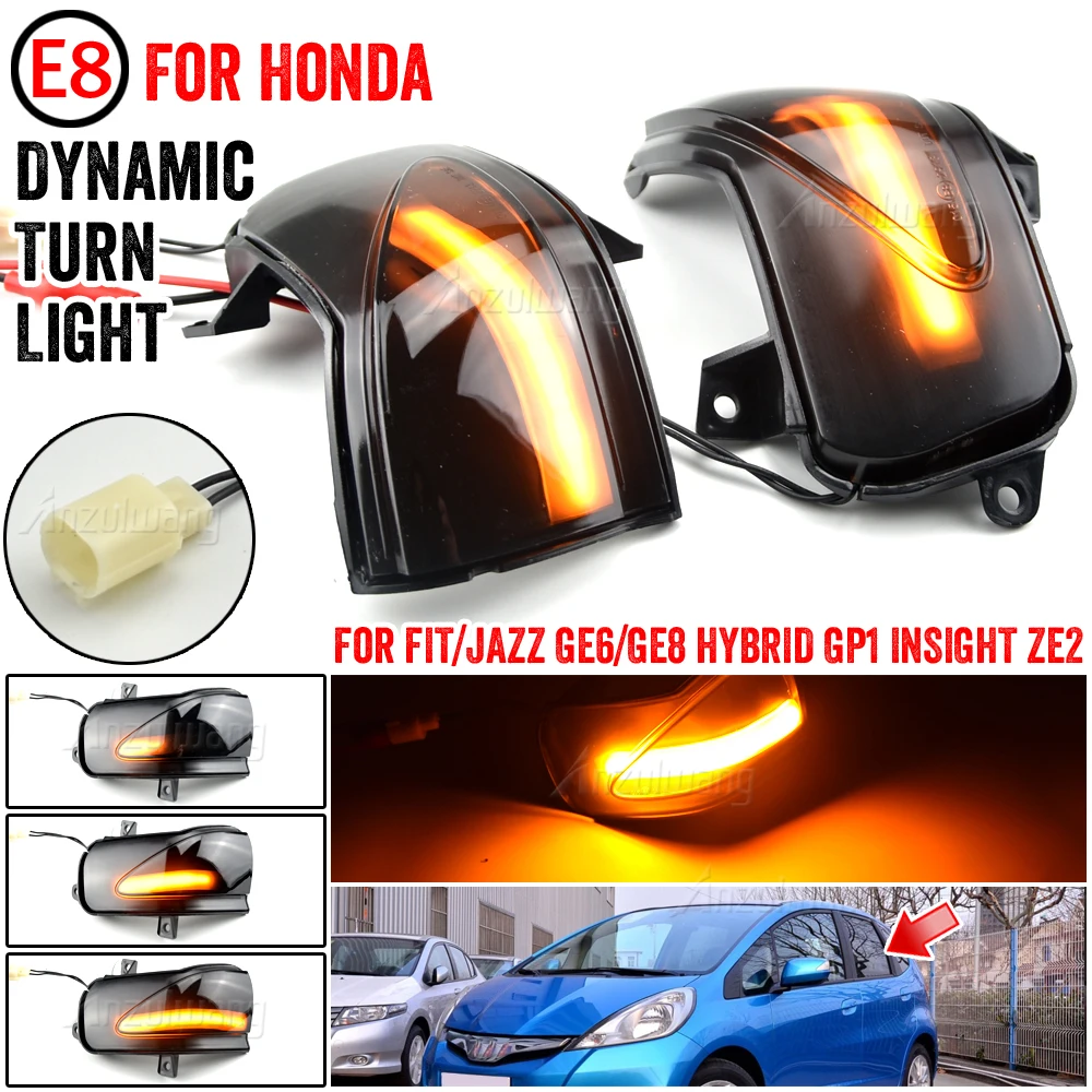 2pcs Car Side Mirror Blinker Indicator Lamp LED Dynamic Turn Signal Light for Honda Fit Jazz GE6 GE8 Insight ZE2 Facelift