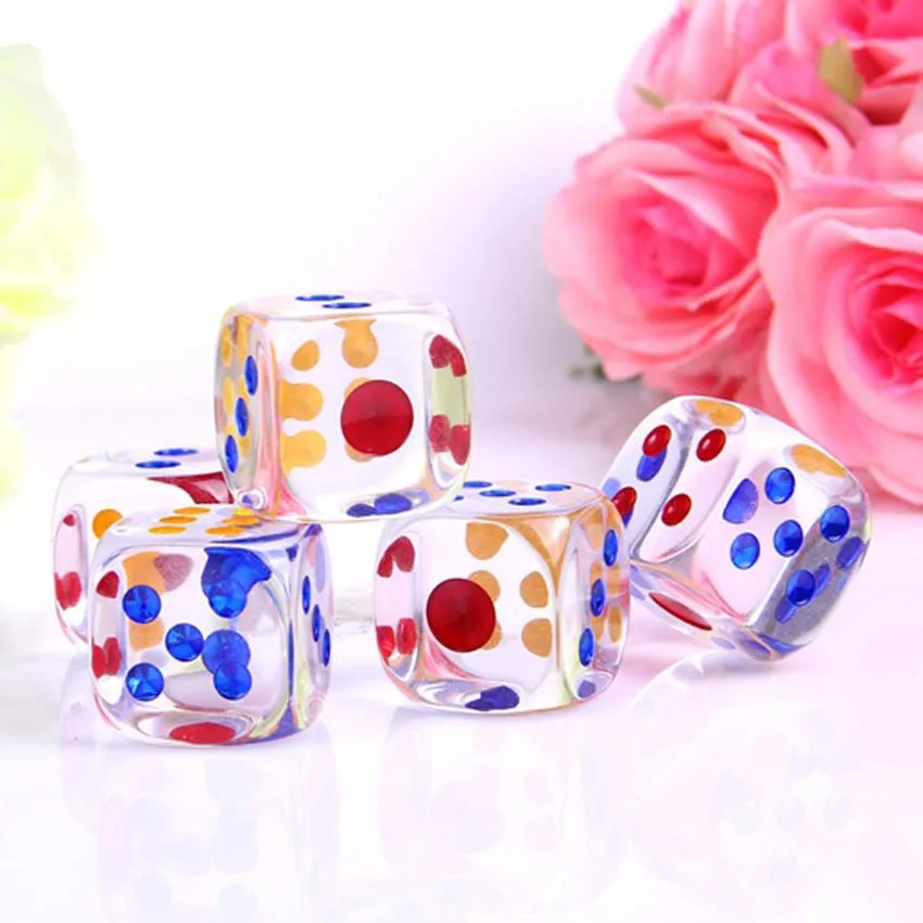 35mm Colorful Transparent Dice 6 Sides Board Game Acrylic Round Corner Digital Dice for Cambling Club Party Family Games