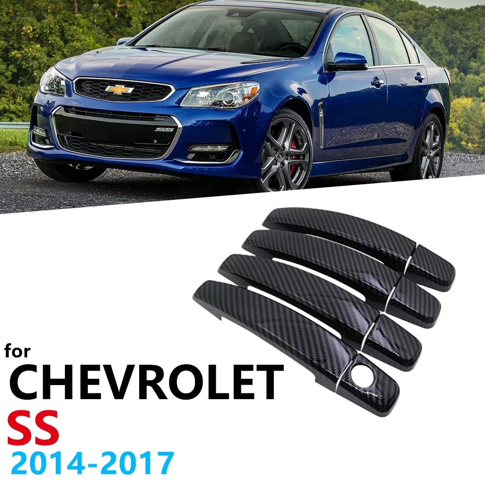 Gloss Black Carbon Fiber Door Handles Cover for Chevrolet SS Holden Commodore VF 2014 2015 2016 2017 Car Accessories Stickers