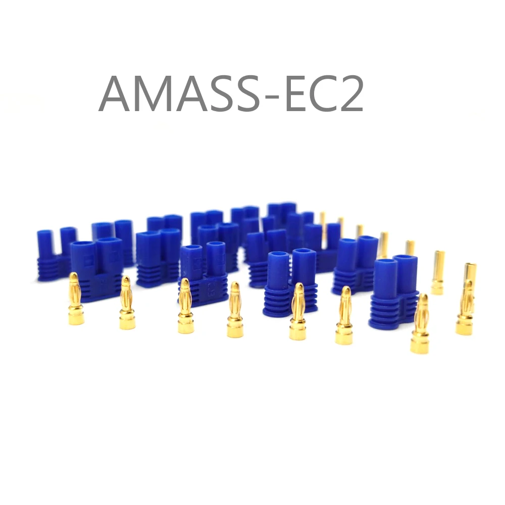 1Pairs Amass EC2 Plug Male and Female 2mm golden Plated Bullet Connector for RC ESC Battery