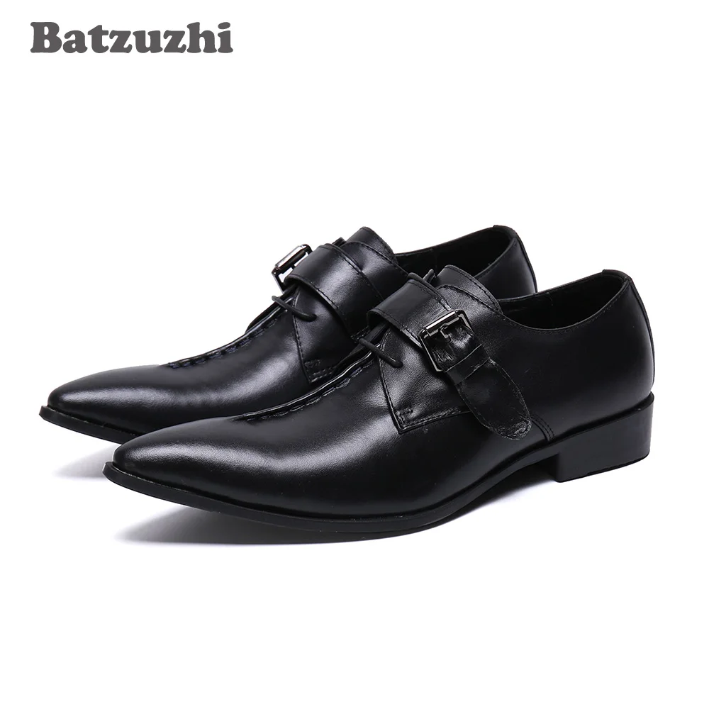 

Batzuzhi Formal Leather Dress Shoes Men Pointed Toe Lace-up Business Leather Shoes Chaussures Hommes, Big Sizes 38-46Oxfords