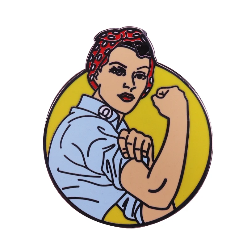 Rosie the riveter enamel pin feminist brooch girl power badge women gift denim jackets backpack accessories