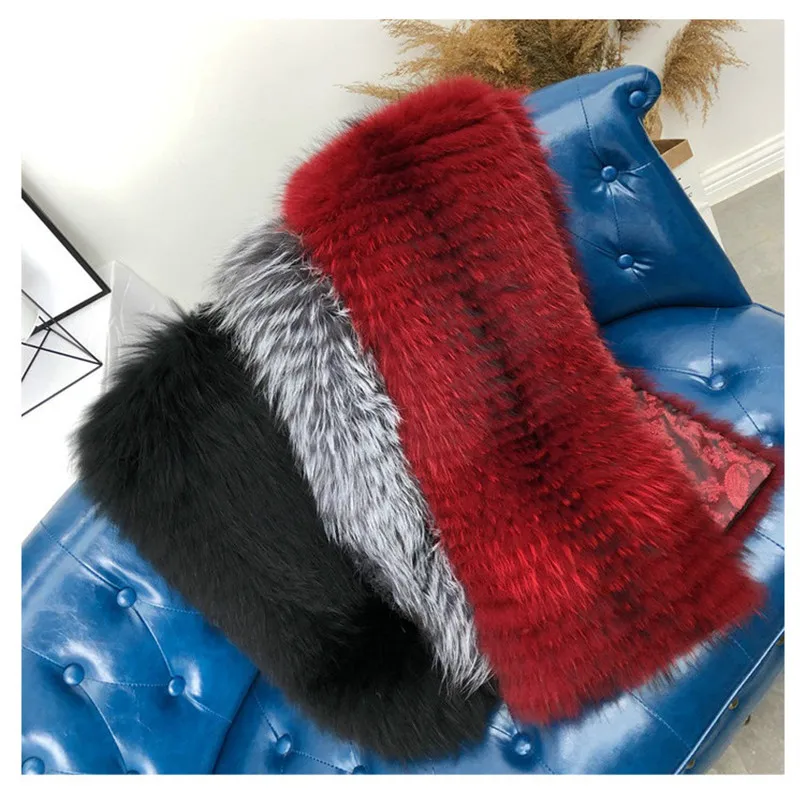 Winter Real Fox Fur Scarf Pashmina Fur Shawl Women Long Wide Soft Fluffy Warm Poncho Wrap R10