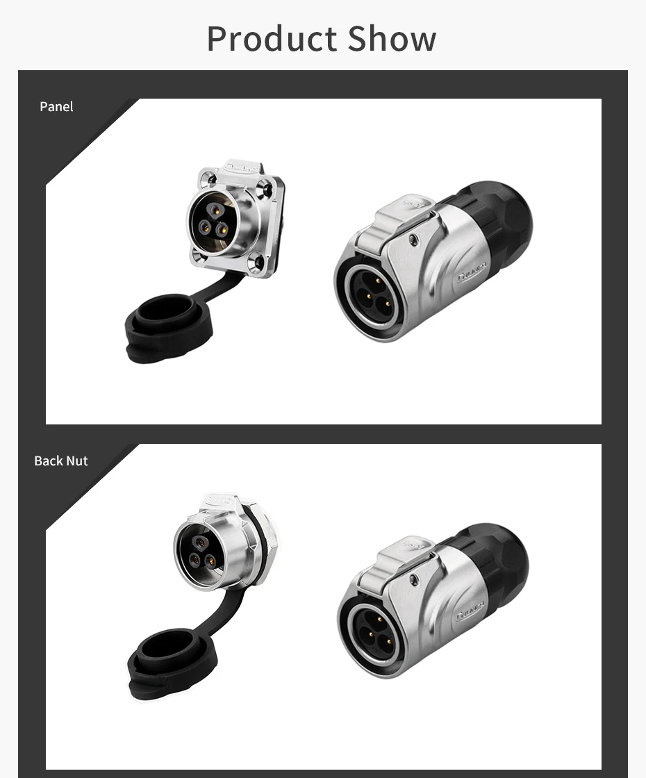 CNLINKO M16 3-Pin Lötanschluss Wasserdicht IP68 Metallgehäuse Stromstecker Einloch-Montagebuchse für E-Bike & Fahrzeugausrüstung – Detail 17