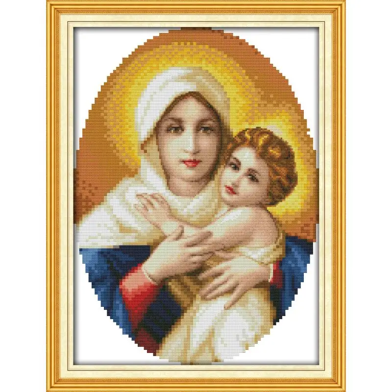 Madonna col Bambino di Modello di serie Count Punto Croce Kit 11CT 14CT Cucito Ricamo Carattere Religioso Pittura Decorativa