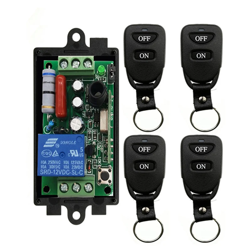 Wireless Remote Control Light Switch 10A Relay Output Radio AC 220 V 1CH 1 CH Receiver Module + Belt buckle Transmitter