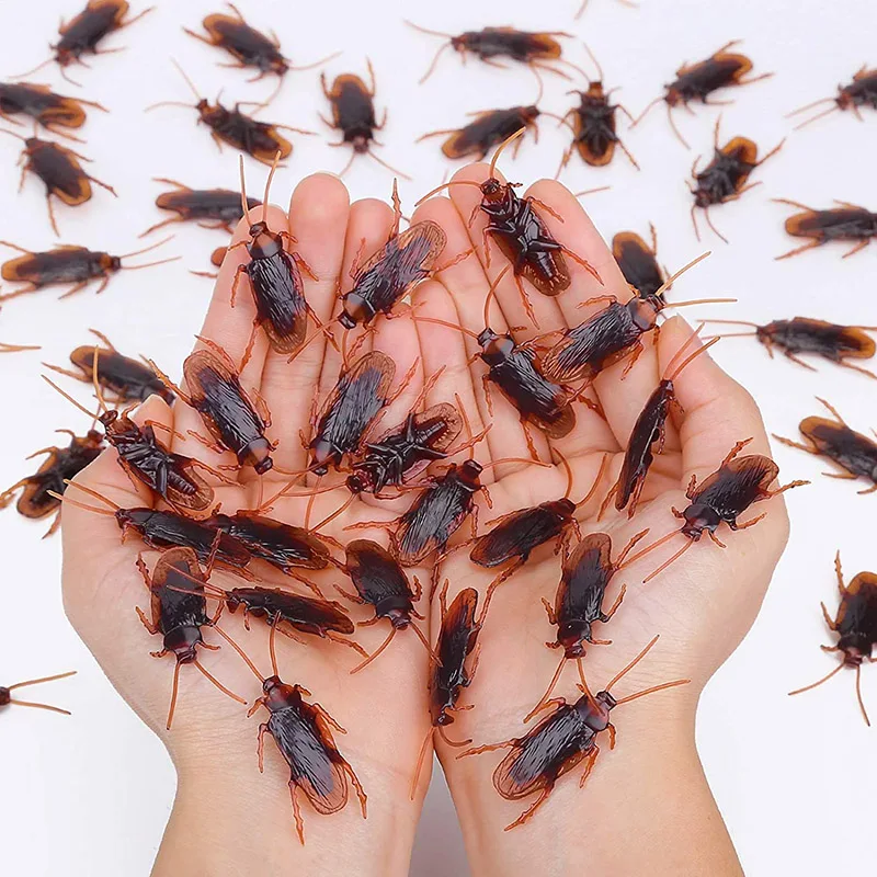 20Pcs Fake Roach Trick Joke Toys Halloween Simulation Cockroaches Prank Funny Lifelike Rubber Insect for Horrify Party