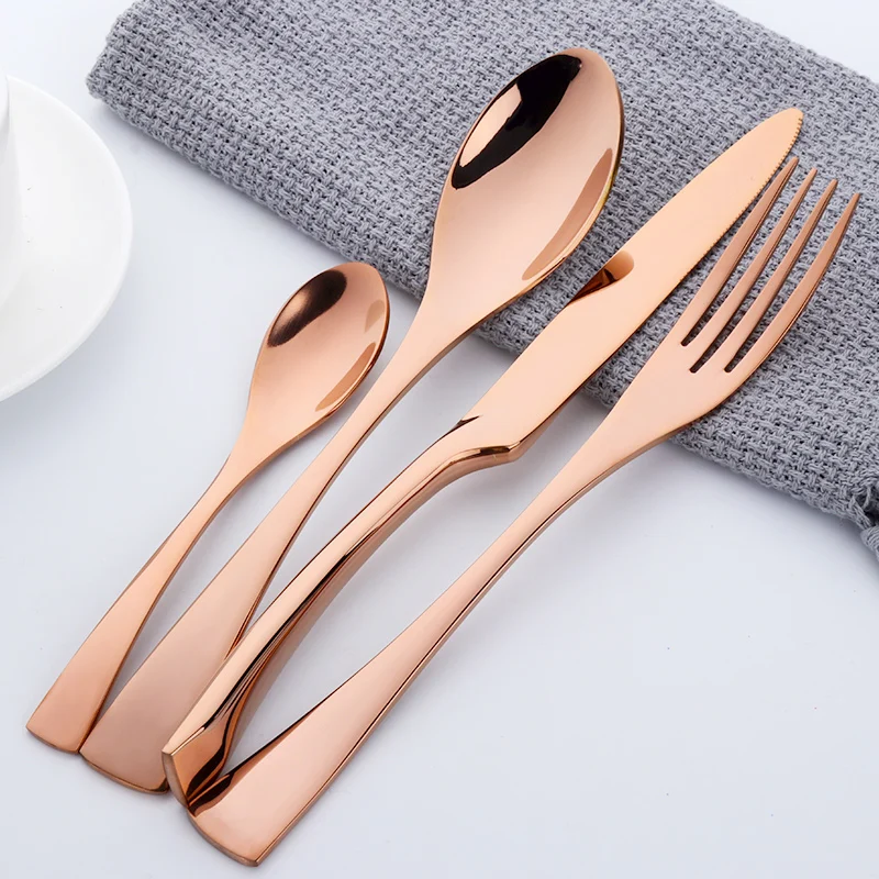 New Stainless Steel Flatware Set Silver Plated Cutlery Quantity 16Pcs Dinner Set Tableware Silverware Dinner Fork Spoon Knife