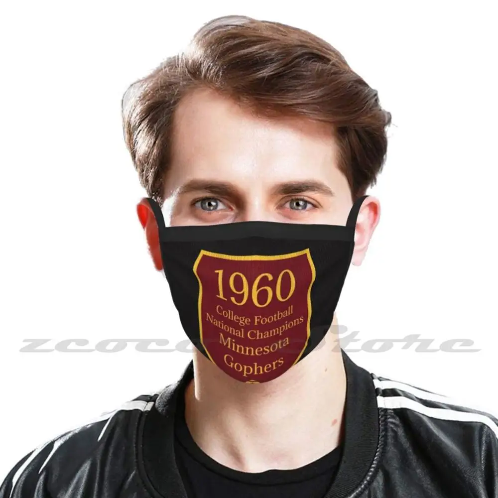 Cfb Nationale-Minnesota 1960 Custom Patroon Wasbare Filter Pm2.5 Volwassen Kinderen Masker Minnesota Gophers Grote 10 Voetbal College