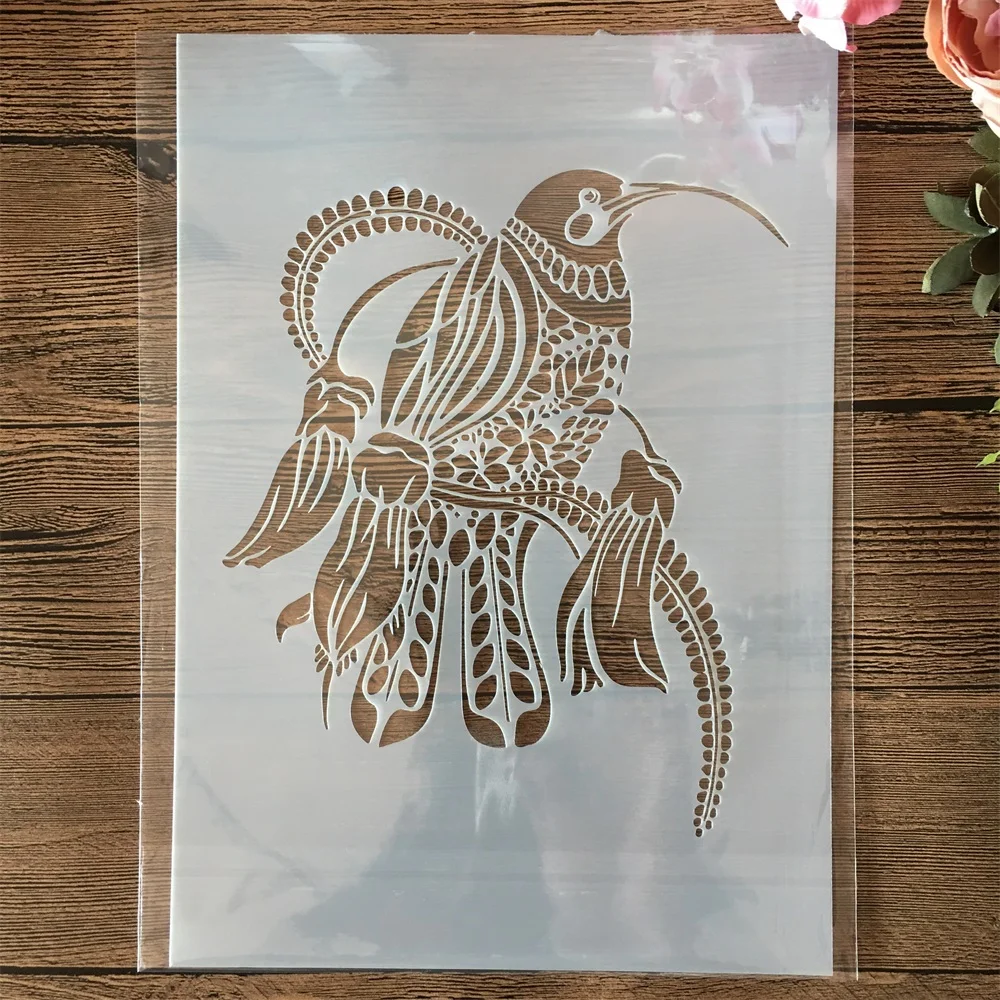 4Pcs A4 29*21cm Mandala Owl Wolf Scorpion DIY Layering Stencils Painting Scrapbook Coloring Embossing Album Decorative Template