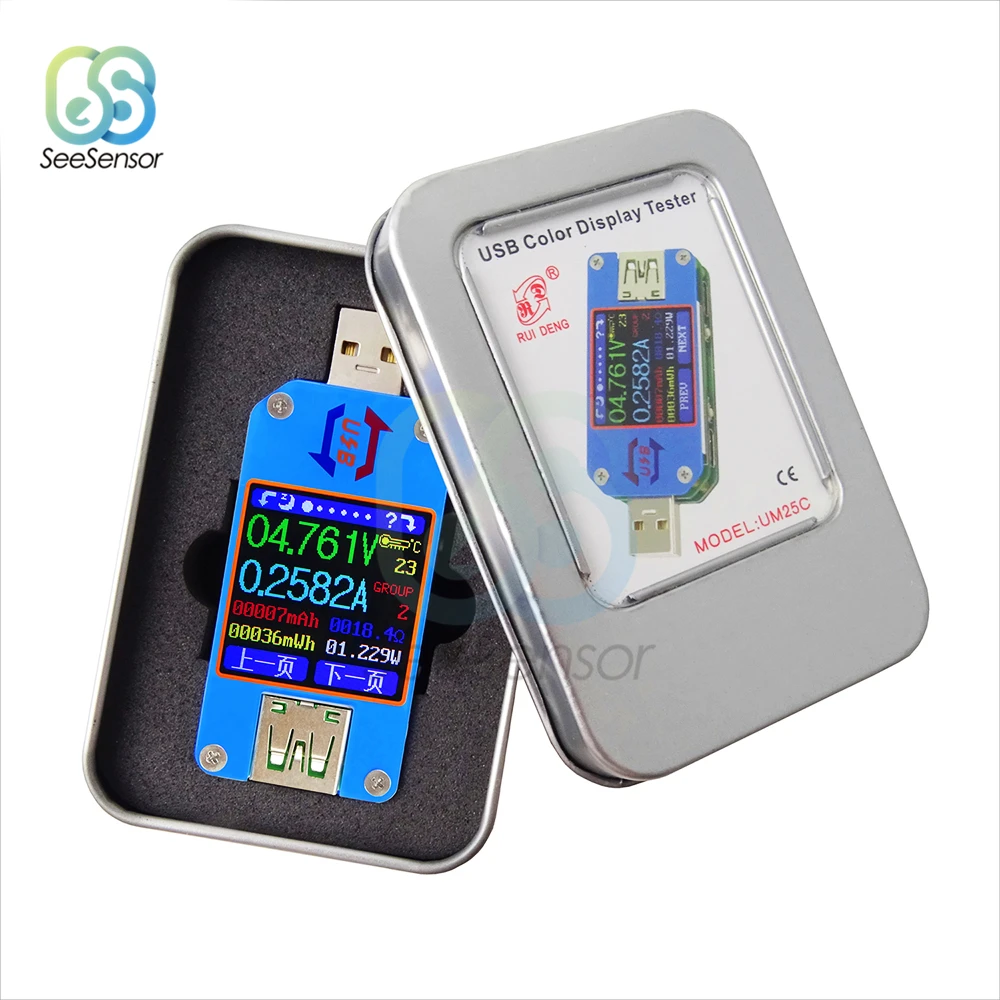 UM24 UM24C UM25 UM25C UM34 UM34C misuratore di corrente di tensione USB 2.0 Micro USB tipo-c LCD voltmetro amperometro carica batteria Tester USB