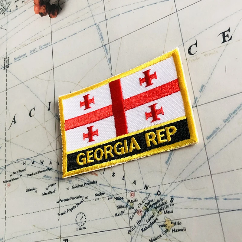 GEORGIA  National Flag Embroidery Patches Badge Shield And Square Shape Pin One Set On The Cloth Armband   Backpack  Decoration