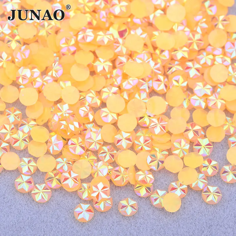 JUNAO 500 Stück 5mm Lila-Blau AB Blumen Nagelsteine Applikationen Harz Strass Kristall für Scrapbooking Basteln