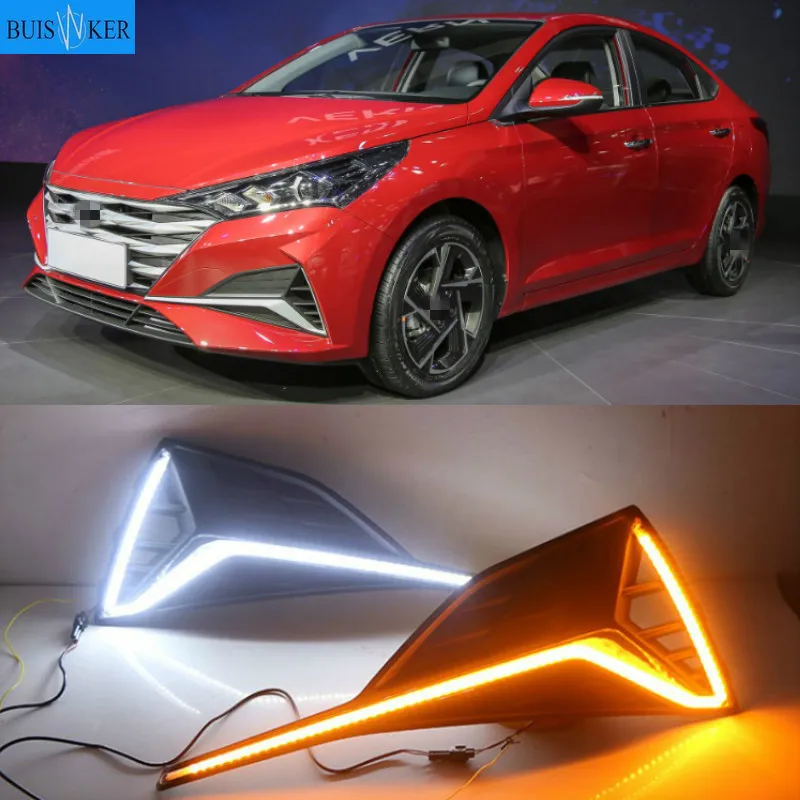 

LED DRL Daytime Running Light Fog Lamp 12V Car Running Lights For Hyundai Accent Solaris Verna 2020
