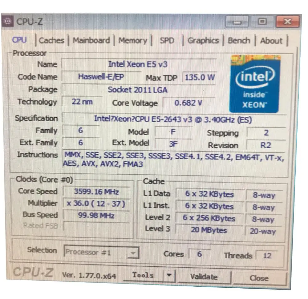 Imagem -02 - Intel Xeon-processador v3 3.40 w Núcleos 22nm e5 2643 v3