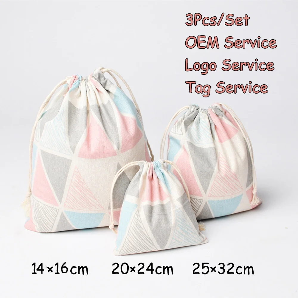 Linen Cotton Pouch Brush Kit Pouch 3Pcs/Lot Jewlery Organizer Perfume Gift Bag Aromatherapy Dry Flower bag Fragrance Aroma Pouch