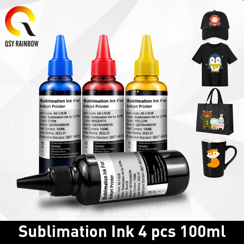 

QSYRAINBOW 4 Color Sublimation Printer Ink Refill Product Cartridge 100ML For Epson Ecotank l3150 664 l395 l3110 103 l3100 845