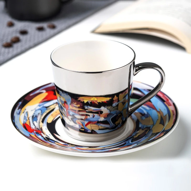 Picasso Mirror Coffee cup Ceramic Mug Cup and Saucer Set Fashion magazine/Allure Queen/Abstract female cup