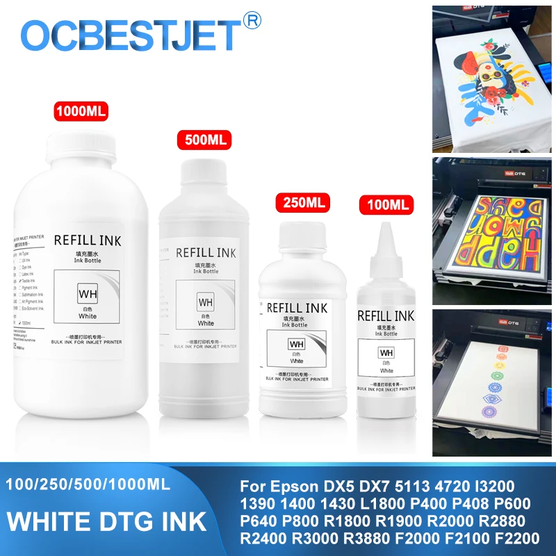 

1000 мл 500 мл белые чернила DTG текстильные чернила для одежды DX5 DX6 DX7 TX800 5113 4720 I3200 для Epson L800 1390 R1900 R2000 F2000 F2100