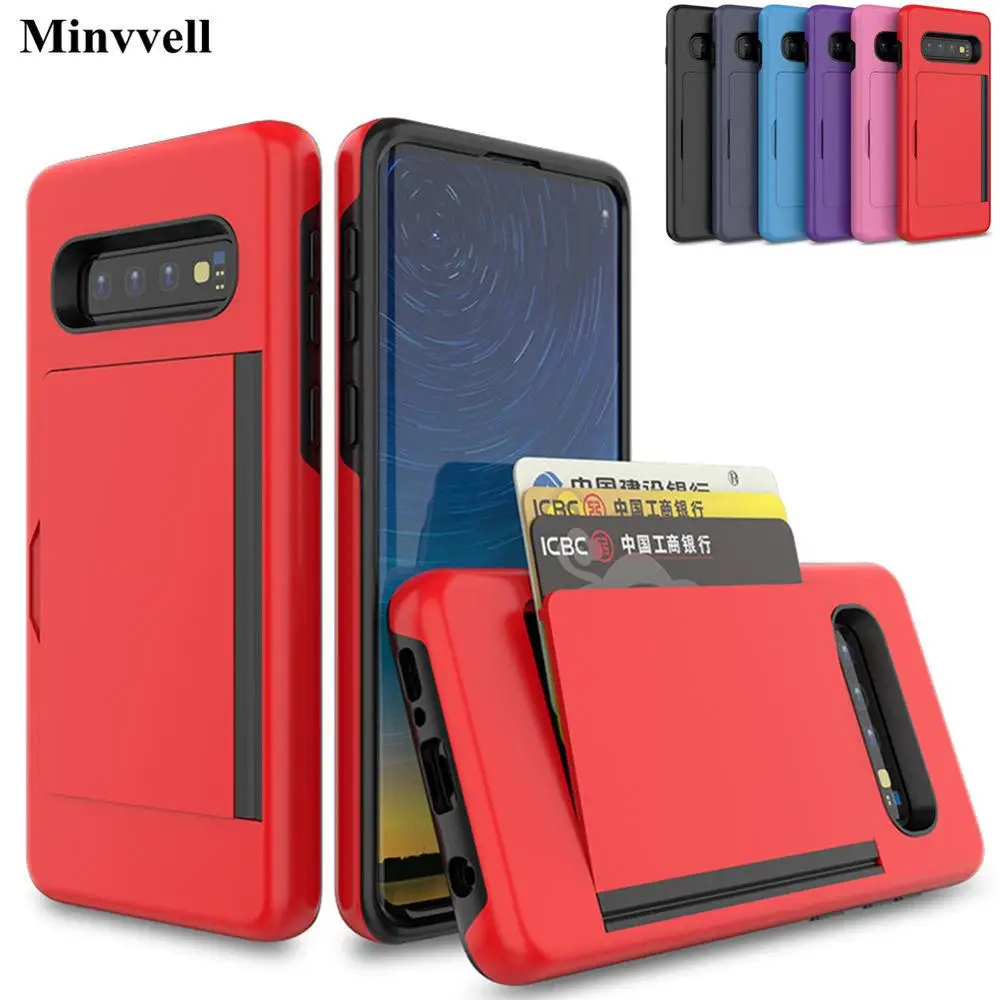 For Samsung Galaxy S10 5G S10Plus S10E A20 A30 A50 Candy Color Business Card Slots Holder Cover For Samsung S10+ Fundas Capa