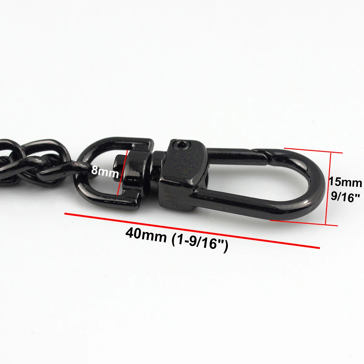 120 cm lange, austauschbare Metall-Drehkette mit Haken für Schultertaschen, Handtaschen, Tragegriffe, Ketten, Umhängegurte, Accessoires und Beschläge. – Detail 1