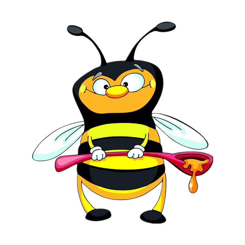 

S40784# Various Sizes Self-adhesive Decal Bee With Honey Spoon Car Sticker Waterproof Auto Decors on Bumper Rear Window