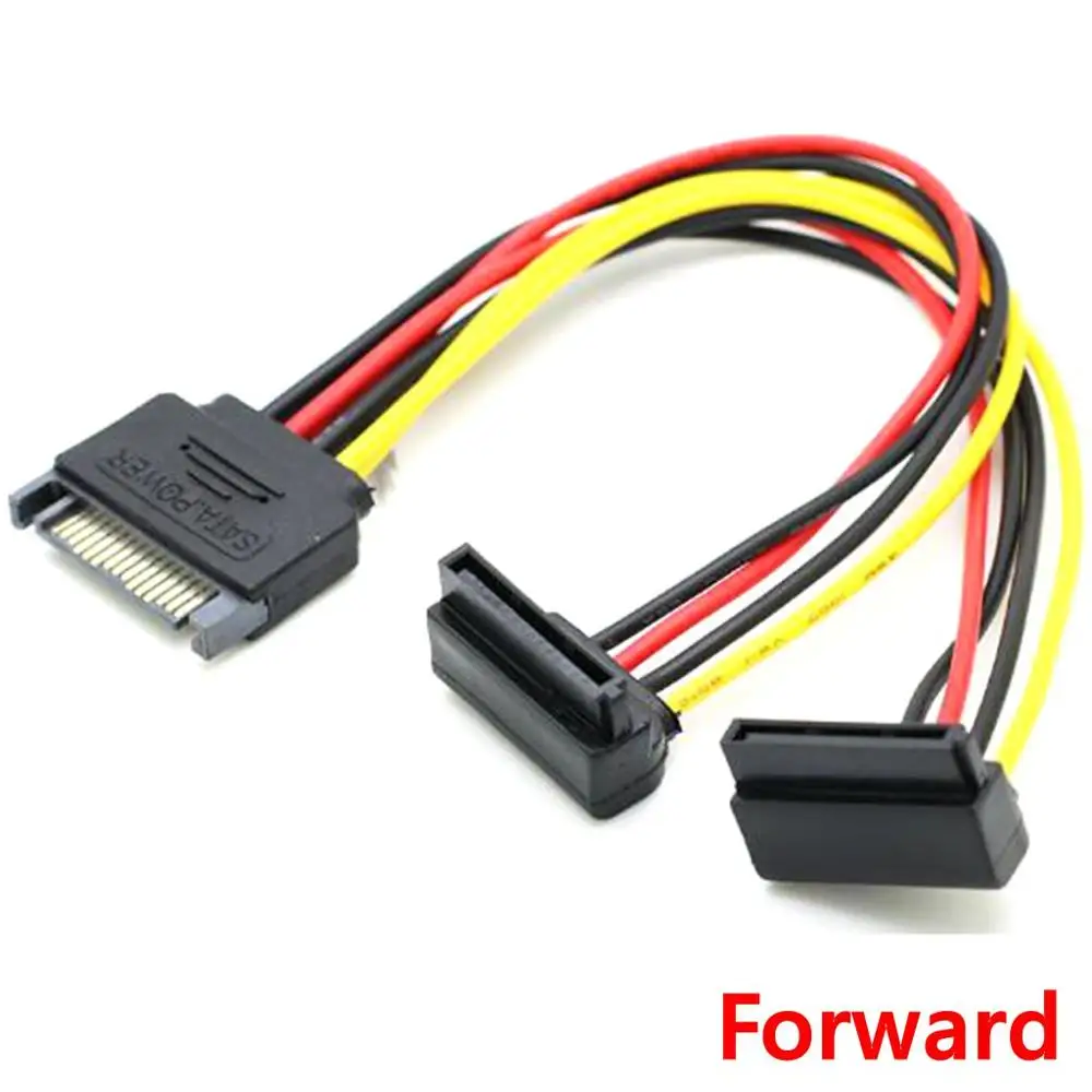 SATA Right Angle 1 to 2 way 15Pin SATA Power Extension Cable Male to Dual Female SATA SSD Power Port Multiplier 20cm Best Price