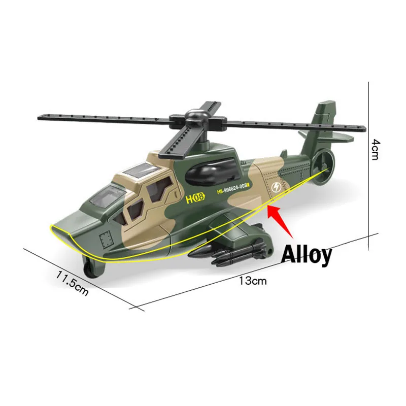 Alloy Metal Car Clockwork Simulation Military Armed Tank Armored Vehicle Car Truck Children's Toy Model Helicopter