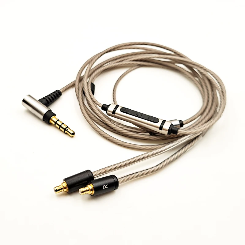 ใหม่สำหรับหูฟัง Sennheiser สาย IE100 IE400 IE500 100% ความบริสุทธิ์ Silver-Plated สายอัพเกรดปุ่มควบคุมไมโครโฟน