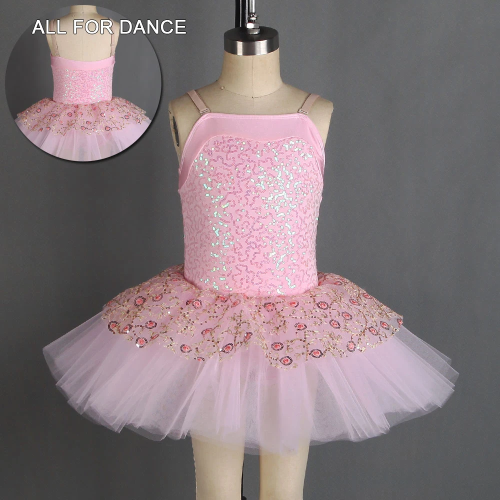 

20186 New Pink Sequin Bodice With Fancy Net Ballet Dance Skirt For Little Ballerina Ballet Stage Performance Dance Tutu