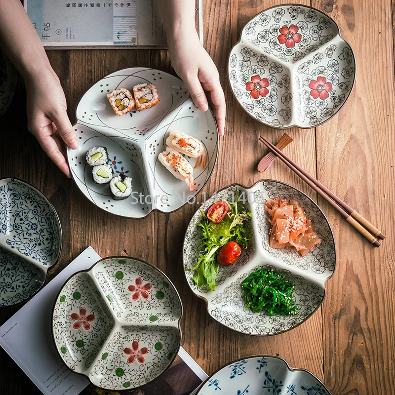 UnderVest-Assiette Japonaise Créative en Céramique, Trois Grilles, Assiette à Collation, pio d'Appoint, d'Assaisonnement, pio pio Ménager