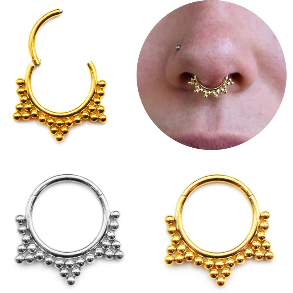 Anillos de aro de nariz de segmento Clicker de tabique de acero quirúrgico 316L, tabique con bisagras, tragus helix, Piercing de nariz, joyería corporal, Ombligo, 1 pieza