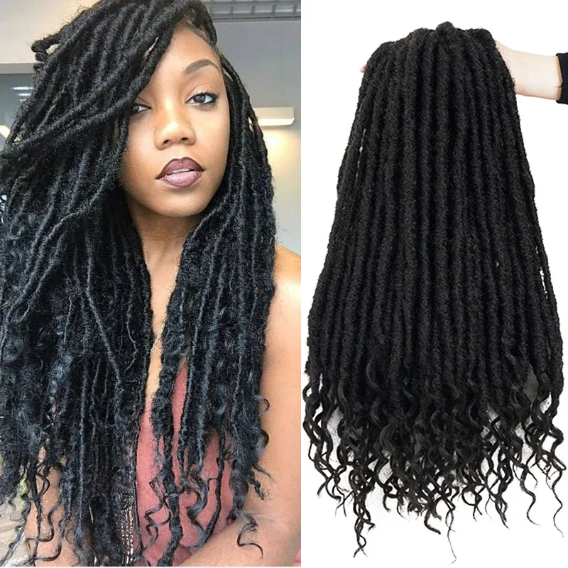 14 18 Inch Ombre Curly Goddess Faux Locs Crochet Hair Wholesale Afro Braiding Hair Synthetic Soft Dreadlocks Hair Extensions