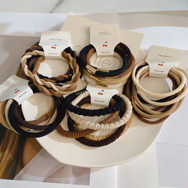 

5PCS Black High Elastic Hair Bands Women Girls Nylon 5cm Rubber Bands Ponytail Holder Hair Ties Scrunchies Hair Accessories Set