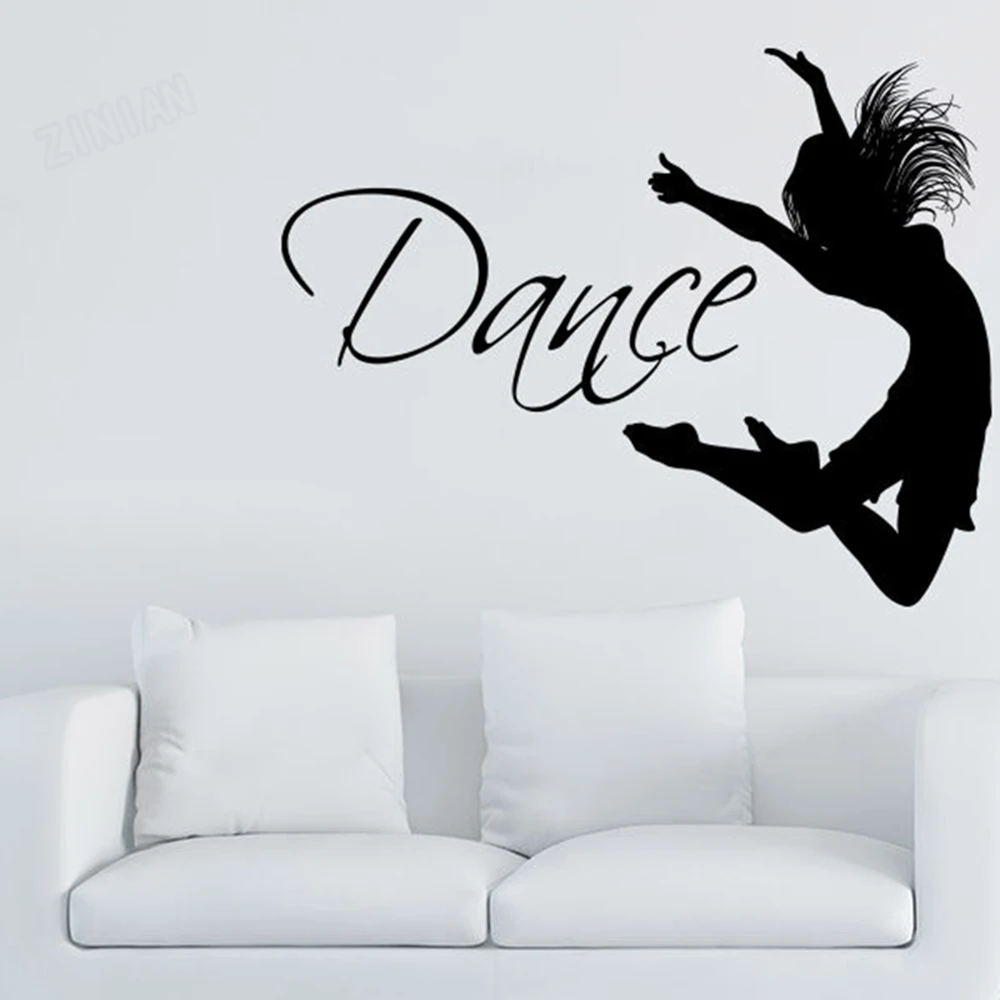 Danza citazione adesivi murali soggiorno decorazioni per la casa ginnastica ballerino Silhouette adesivo da parete in vinile per ragazze decorazione