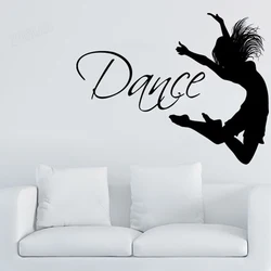 Danza citazione adesivi murali soggiorno decorazioni per la casa ginnastica ballerino Silhouette adesivo da parete in vinile per ragazze decorazione camera da letto Y089