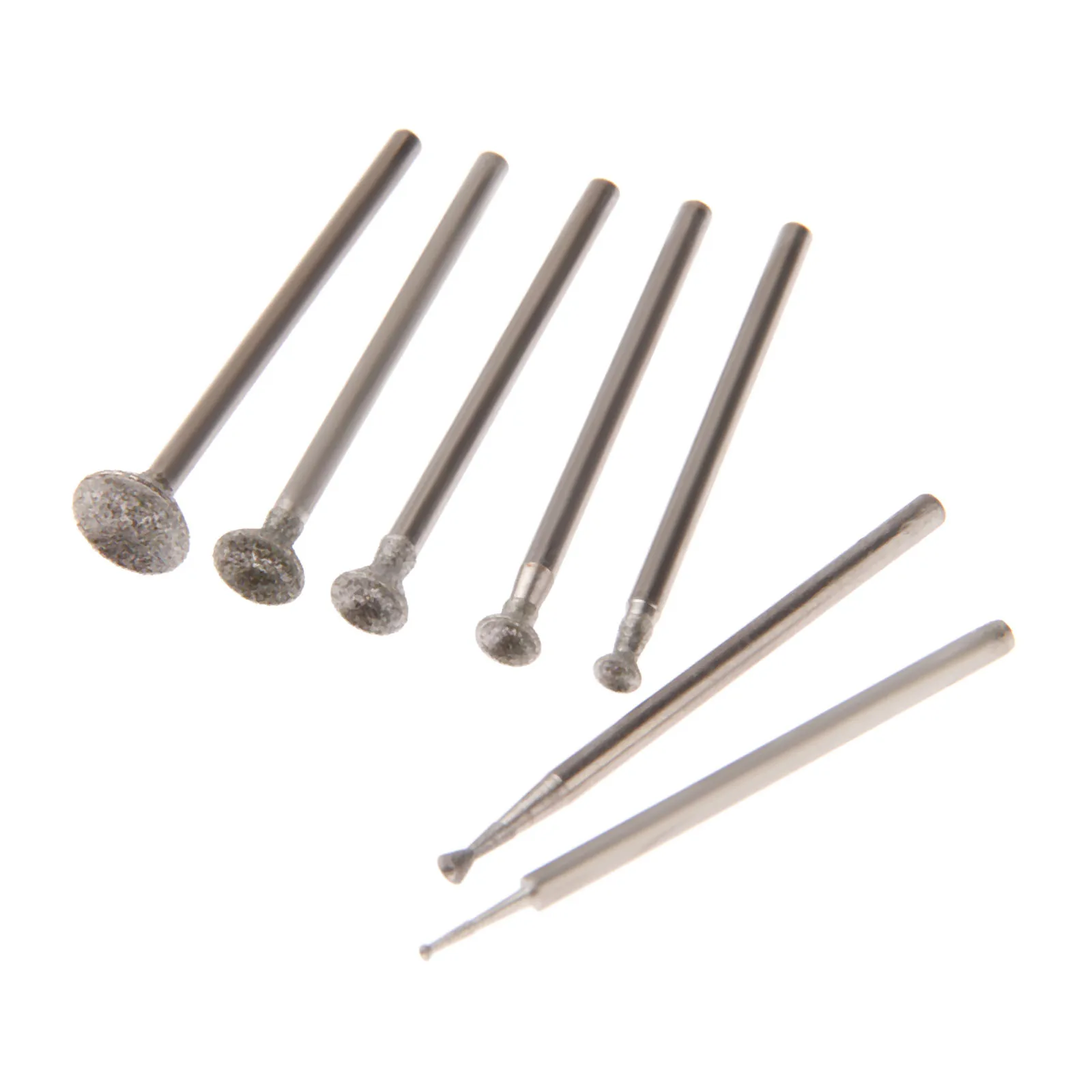 7Pcs 2.35 millimetri Shank 1-8 millimetri Diamante di Rettifica Testa Montata Punti Sferica Concava Giada Intagliare Frese per dremel Utensile Rotante